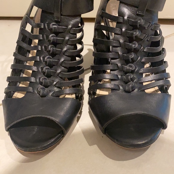 Vince Camuto Cage Heels - Leather Upper (Black) - Picture 2 of 9